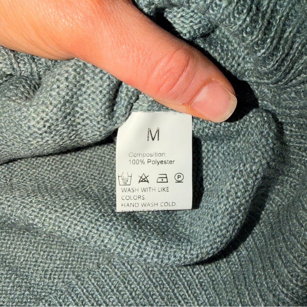 Sage Green Puff Sleeve Knit Sweater Cottagecore Romantic M NWOT - Picture 5 of 6